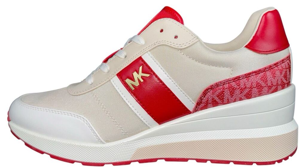 Michael Kors Mabel Womans Size 11 Sneaker Shoe Red White Wedge Preppy Casual New